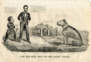 El Bulldog en el camino correcto, 1864 de N. and Ives, J.M. Currier